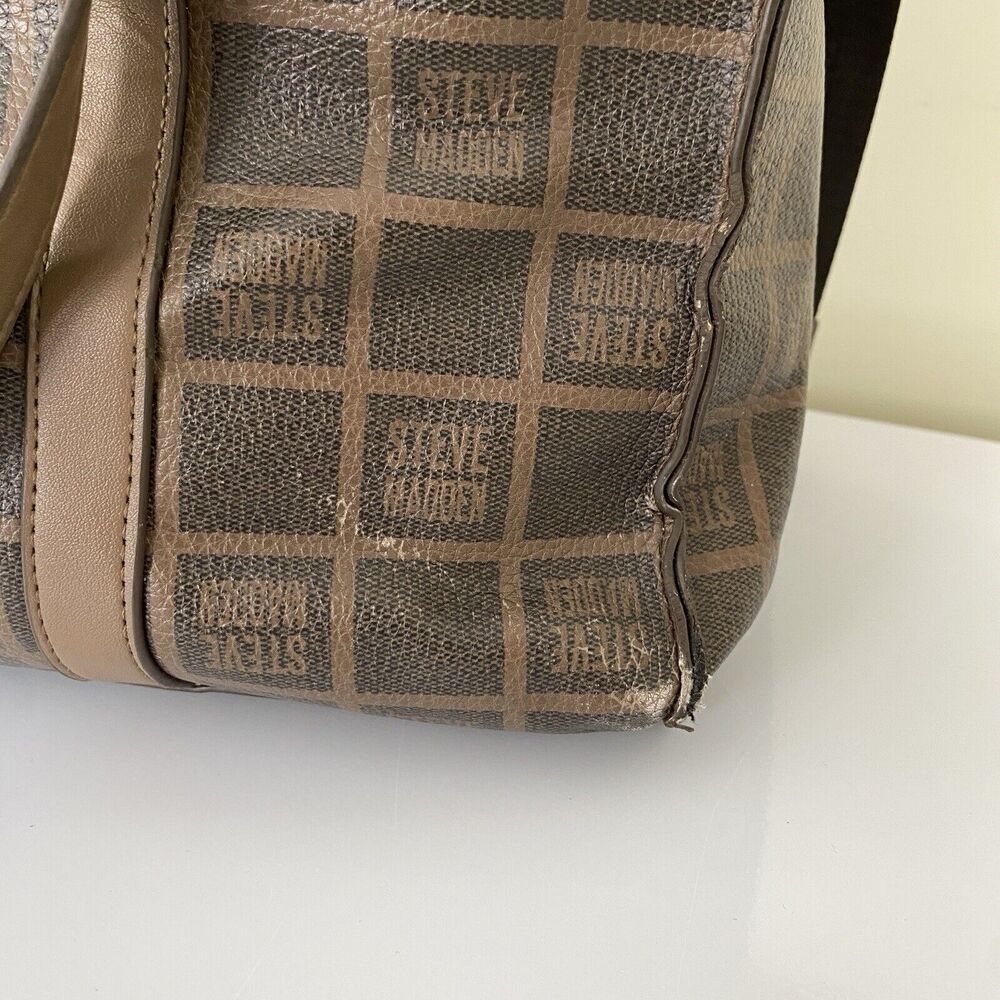 Steve Madden Blivia Logo Tote Bag Brown Large 14X12X6 - Picture 11 of 14